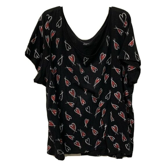 Lane Bryant Tops - Lane Bryant Womens Multicolor Heart Graphic Print Scoop Neck Blouse